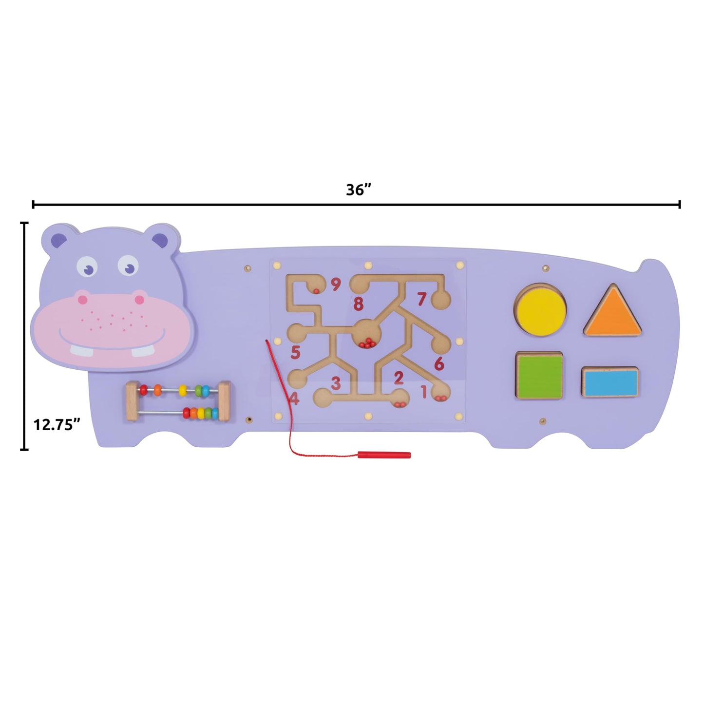 Spark & Wow Hippo Activity Wall Panel - Ages 18M+ - Montessori Sensory Wall Toy - 3 Activities - Busy Board - Toddler Room D  Co