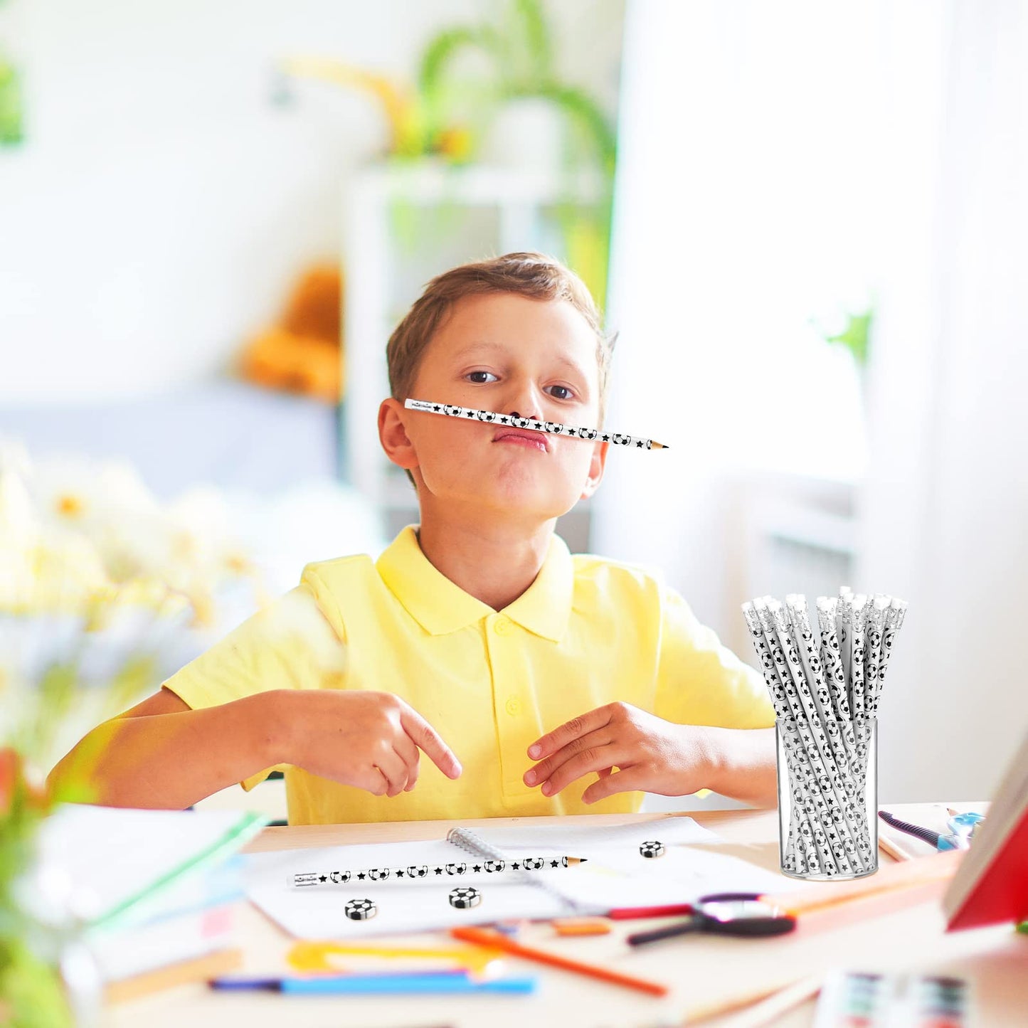 Tinlade 36 Pcs Sports Pencils For Kids Fun Wooden Pencils Boys Pencils For Kids Sports Themed Birthday Party Favors School Office Supplies(Soccer)