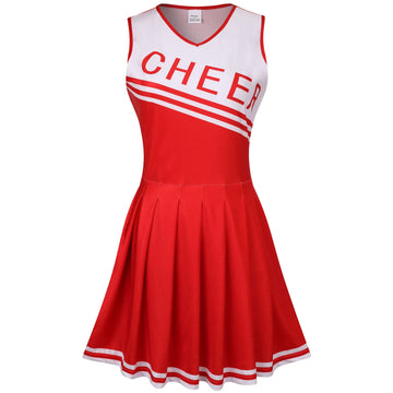 Grajtcin Girls Cheerleader Costume Dress For Kids Halloween Costume 8 Years Cheer Uniform Cheerleading Outfit (140, Red)
