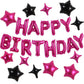TONIFUL 35PCS Hot Pink Happy Birthday Decorations Kit 16 Inch Happy Birthday Balloon Banner with Star Balloons Mylar Foil Birthd