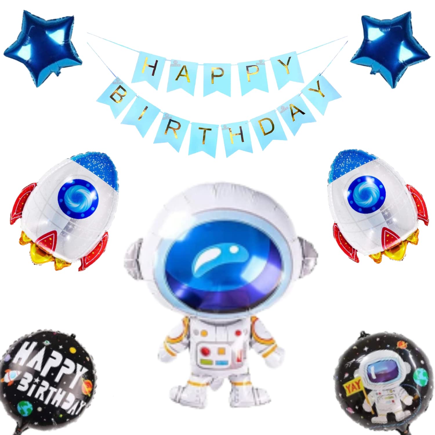 Fi  Flick In Latex 20 Pcs Happy Birthday Decoration Combo Space Theme Set Astronaut Birthday Decorations For Boys (Pack Of 20,M