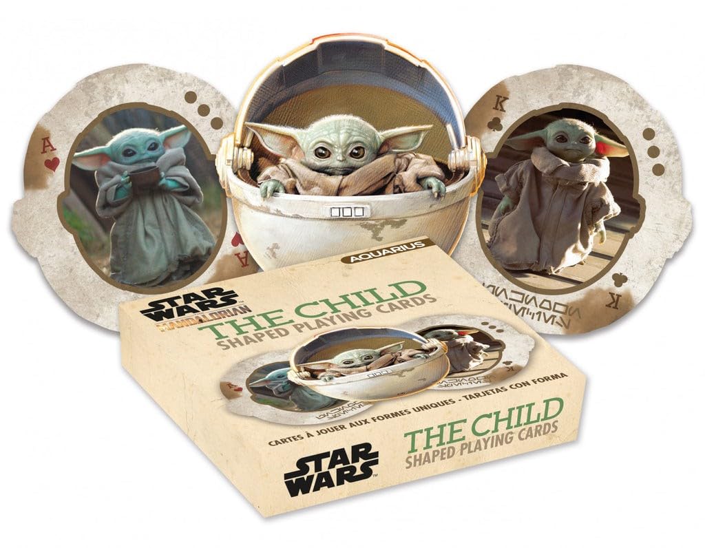 AQUARIUS Star Wars Playing Cards - The Mandalorian Baby Yoda The Child Shaped Deck of Cards for Your Favorite Card Games - Off