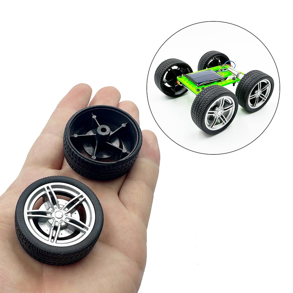 10PCS Toy Car Wheels 40mm Rubber Tire Wheels with Metal Shaft for RC Car Truck DIY Model Toy Wheel Replacement Accessories (3X40