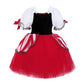 TYHTYM Pirate Costume Little Girls Halloween Dress Up Boys Cute Kids Cosplay With Hat Eye Patch (Red  6-7T)