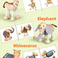 Bendable Wooden Animal Figurines, Smooth Natural Wood Zoo Farm Jungle Safari Animals Figures, Preschool Learning & Education Toy