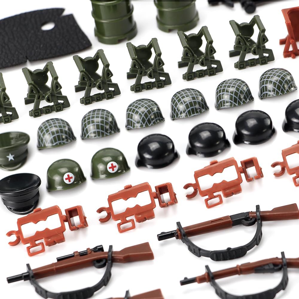 Feleph WW2 US Military Toy Weapons Set, Model T176, Small ABS Gear for Soldier Figures, Compatible with Major Brands
