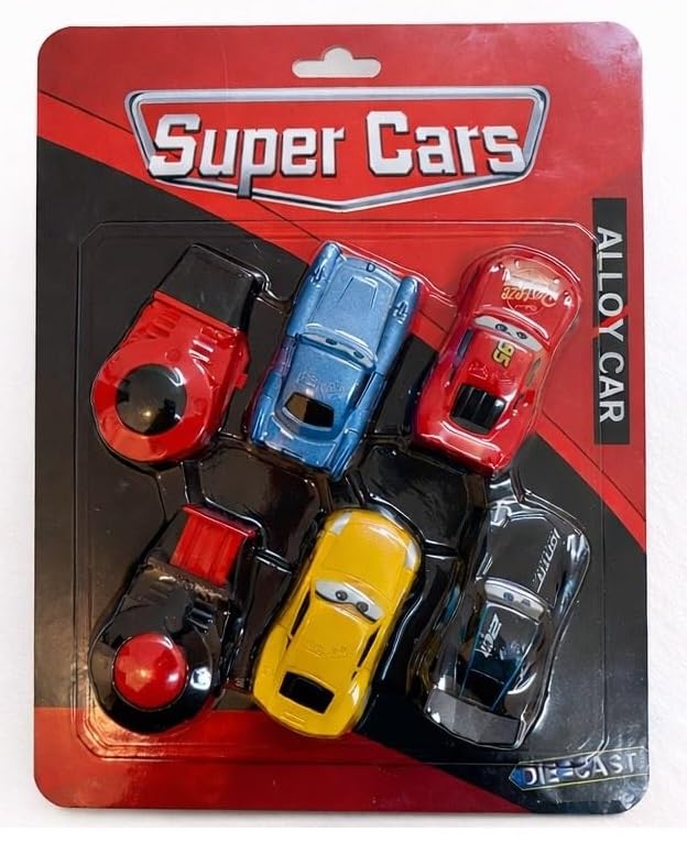 Chhoti Duniya Mcqueen Alloy Toy Car Set For Kids With 2 Launchers, 4 Die Cast Racing Cars Toy For Boys & Girls, Mini Racing Car 