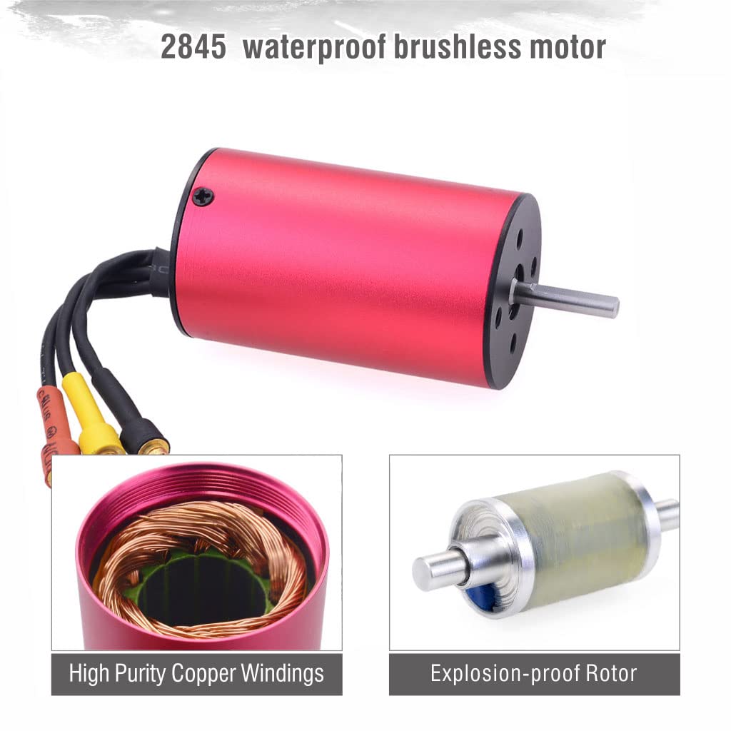 KingVal Replacement 2845 3100KV Waterproof Brushless Motor Shaft 3.175mm Compatible with 1/14 RC Car