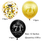 SHUNTAI 71st Birthday Balloons - Black and Gold Latex Confetti, 12inch, Model SHUNTAI-001, Perfect for 71 Year Old Anniversary Party Decor