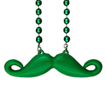 Blinkee Funky Mustache Beaded Necklace Green Pack Of 12