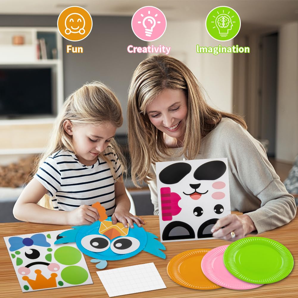 16 Pack Arts and Crafts for Kids, Toddler Crafts Animal Paper Plate Art Kit Gift for 3 4 5 6 Year Old Boys Girls DIY Kids Crafts