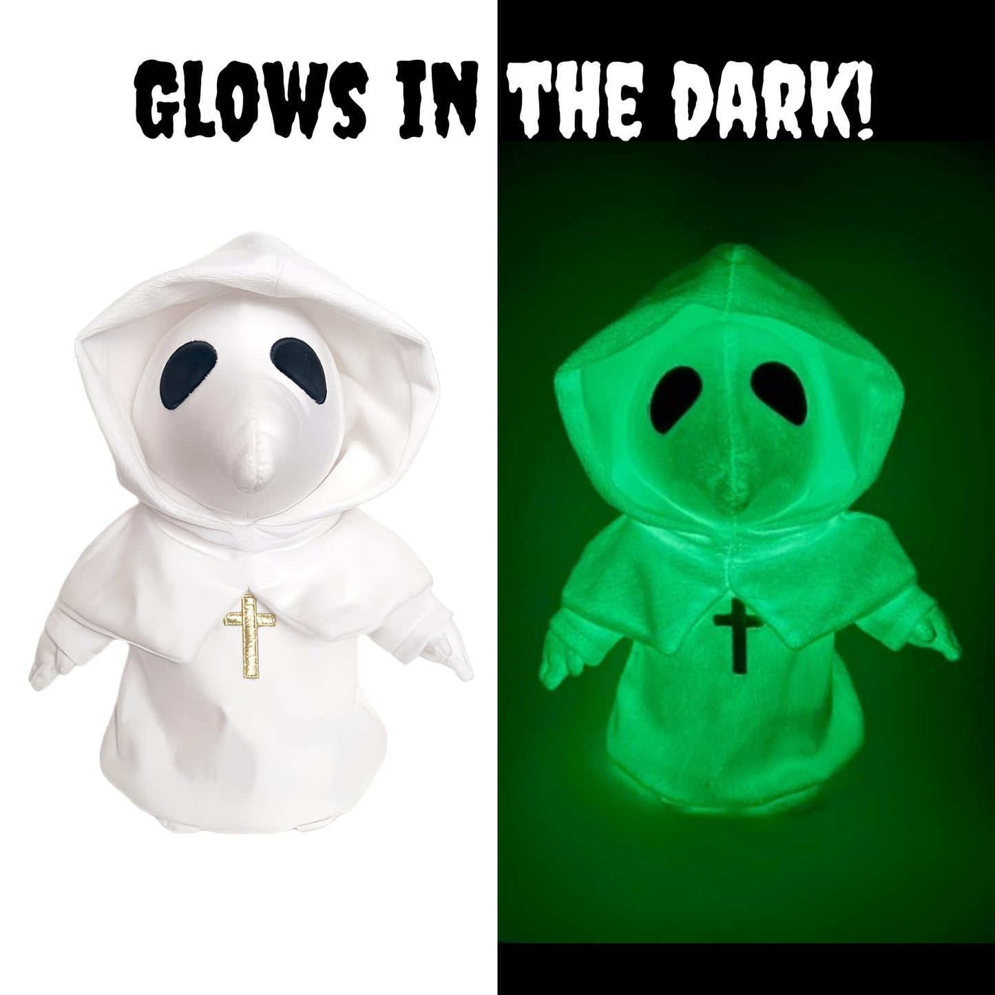 Uncommon Universe Plague Doctor Plush Toy - 10  Glow in The Dark Stuffed Animal - Cute Spooky White Horror Plush - Soft Monster Creepy Plushies - Ideal for mature-themeds or Kids