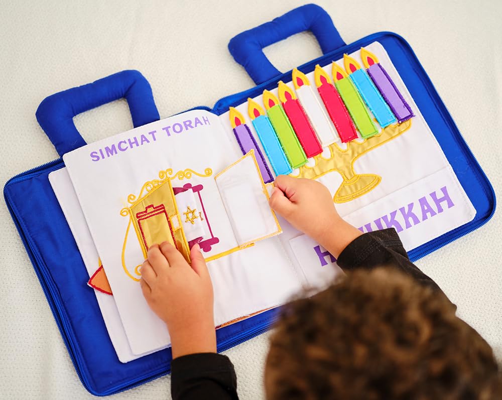Pockets of Learning Personalized Jewish Holiday Quiet Book | Interactive Fabric Activity Book for Toddlers | 1 Count | Model 5464