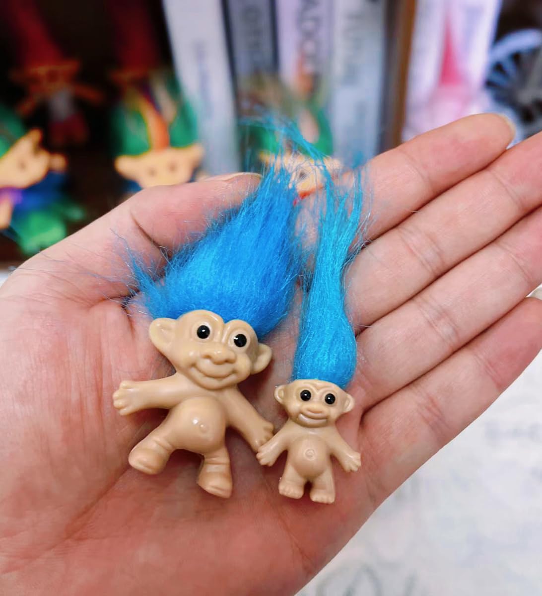 8pcs Mini Troll Pencil Toppers with Hair, Vintage Lucky Troll Dolls Pencil Topper(pencils not included)