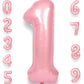 Rainbowq Party 1 Balloon Number 40 Inch For Boy Or Girl Big Pink 0-9 Foil Mylar Large 1 Number Balloon Happy 1St Birthday Party
