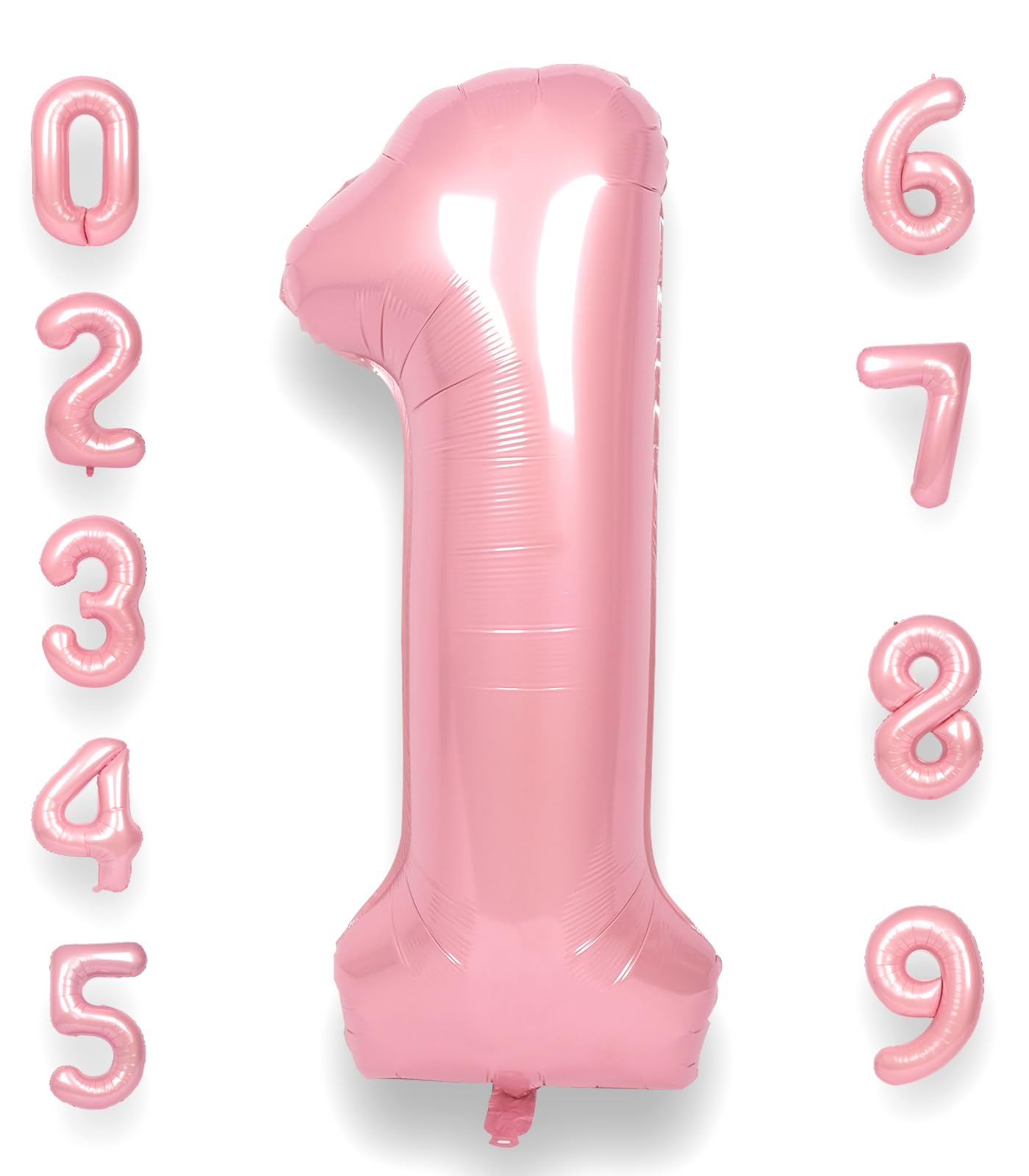 Rainbowq Party 1 Balloon Number 40 Inch For Boy Or Girl Big Pink 0-9 Foil Mylar Large 1 Number Balloon Happy 1St Birthday Party