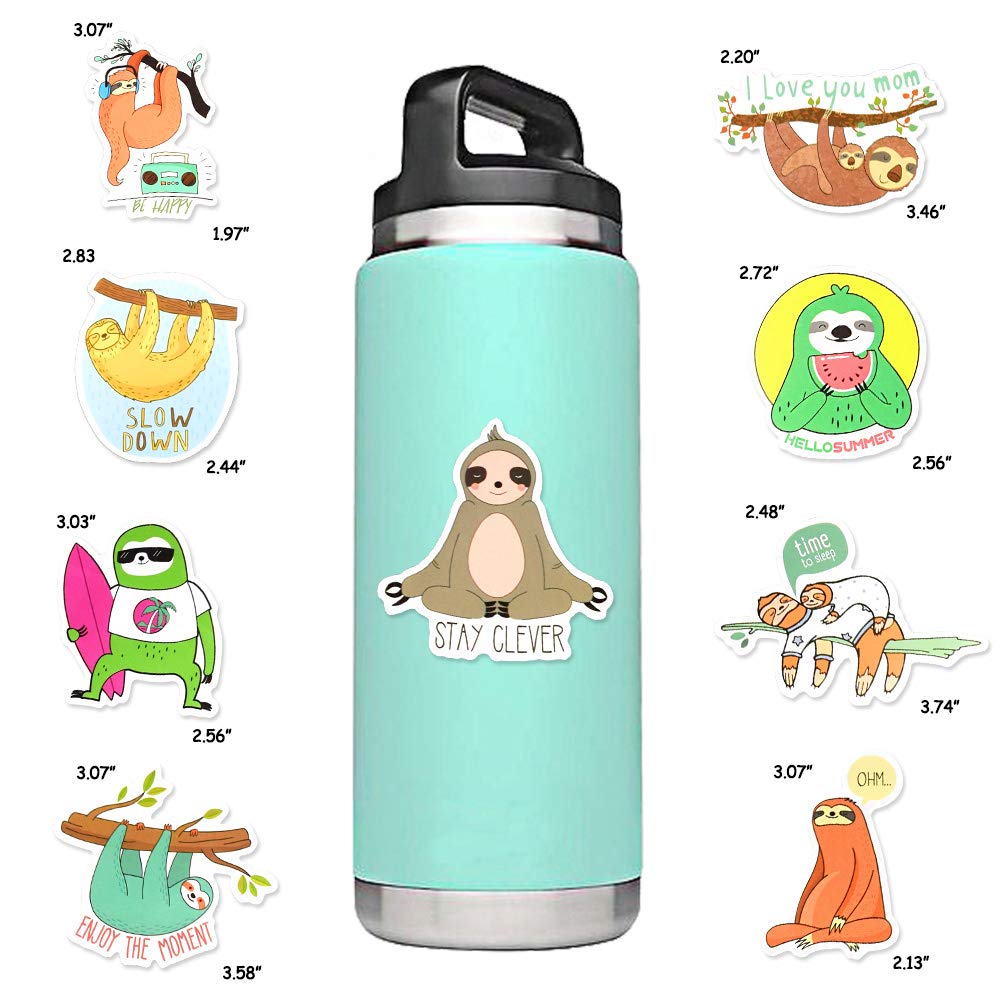 SUSIHI Sloth Stickers for Kindle Kids Sloth Stickers for Water Bottles Scrapbook Laptop Book Waterproof(50 Pcs)