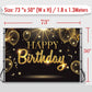 Iiiluyot Black Gold Happy Birthday Party Decorations Backdrop, Golden Balloons Glitter Star Birthday Party Photo Background Bann