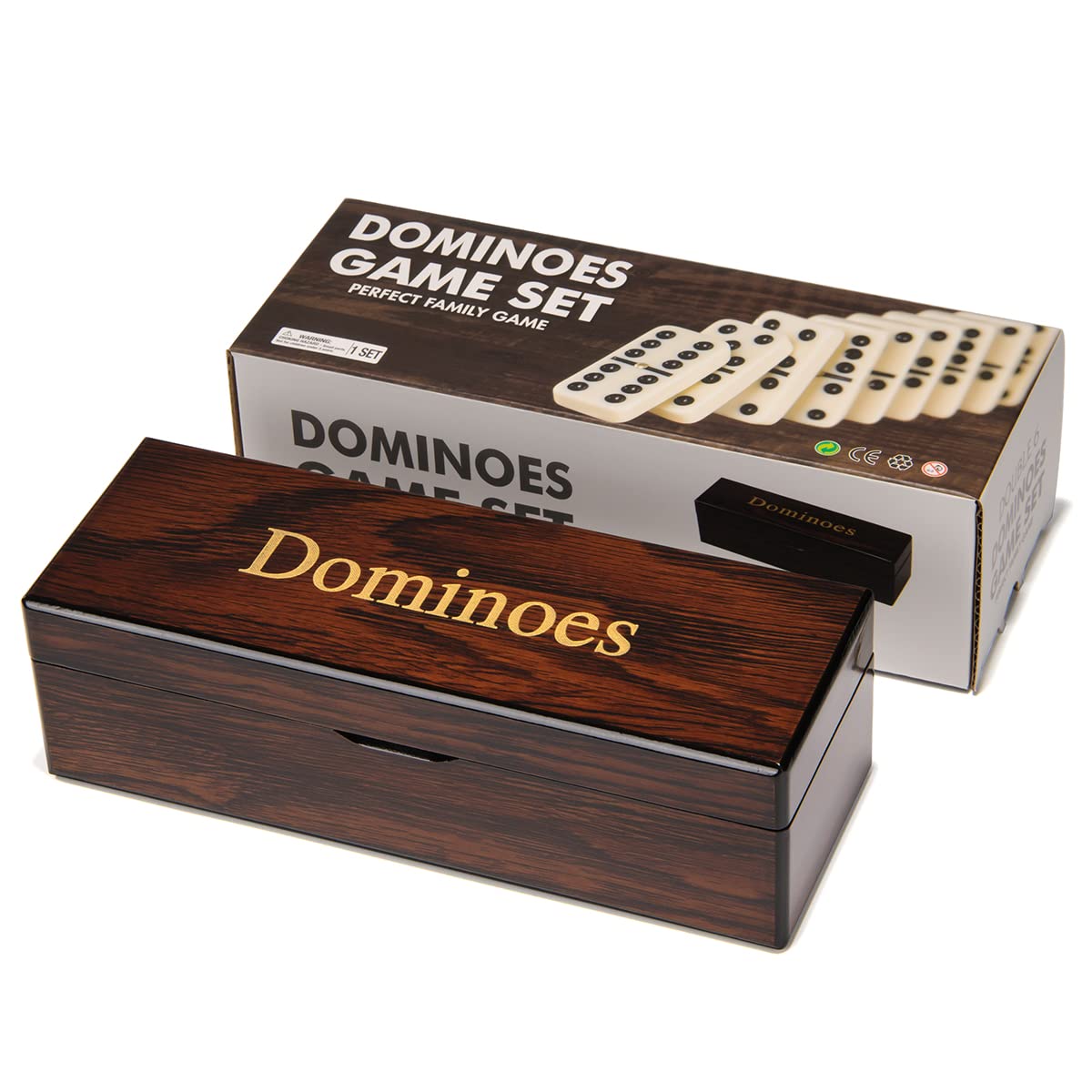 Meiocion Double 6 Dominoes Gift Set 28 Tiles With Spinner In Wooden Box