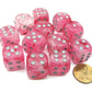 Chessex Ghostly Glow 16Mm D6 Dice Block (12 Dice) - Pink With Silver Numbers