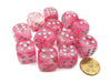 Chessex Ghostly Glow 16Mm D6 Dice Block (12 Dice) - Pink With Silver Numbers