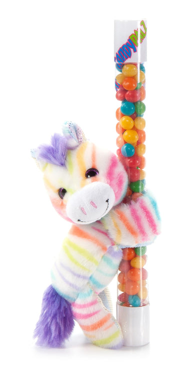 The Petting Zoo Rainbow Zebra Stuffed Animal Plushie Slap Bracelet, Gifts For Kids, Candypalz, Zoologee Colorful Zebra Plush Toy