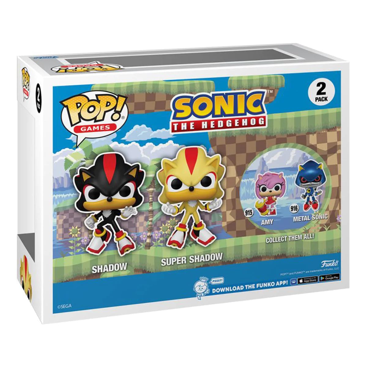 Funko Pop Sonic The Hedgehog Shadow & Super Shadow Glow in The Dark 2 Pack Exclusive - Vinyl Collectible, Model 71326