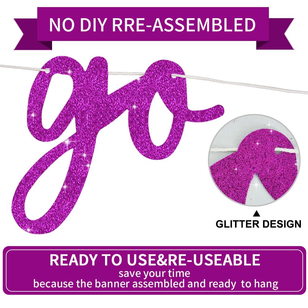 Beishida Purple Go Shawty It'S Your Birthday Banner - No Diy - Hip Hop Theme Glitter Happy Birthday Banner - Pre-Strung - Purple