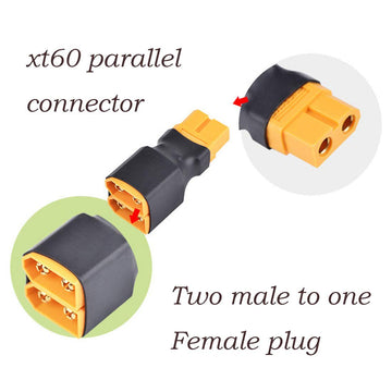 2Pcs No Wires Connector XT60 XT-60 Parallel Connector 1 Female to 2 Male for RC LiPo NiHM Battery ESC