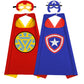 Riorand Kids Superhero Capes And Masks, Ideal For Boys And Girls Cosplay,Birthday Party,Christmas,Halloween Dress Up Red+Blue