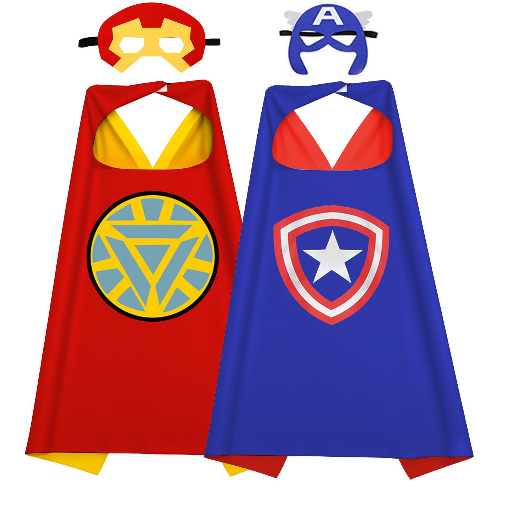 Riorand Kids Superhero Capes And Masks, Ideal For Boys And Girls Cosplay,Birthday Party,Christmas,Halloween Dress Up Red+Blue