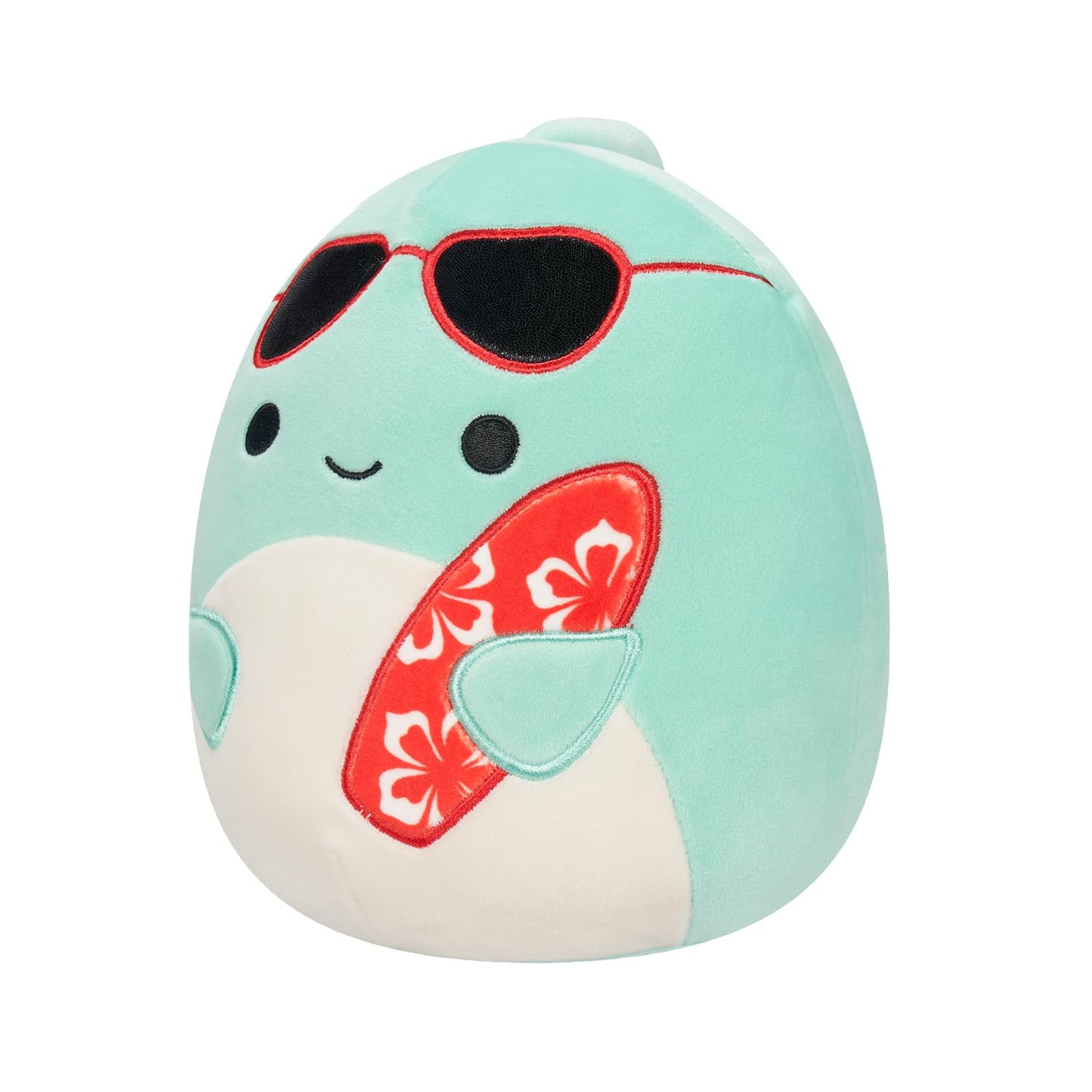 Squishmallows 7.5" Perry Teal Dolphin Plush Toy - Polyester, Sunglasses & Surfboard, Model SQCR05372