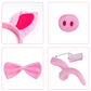 Jmkcoz 4 Pieces Pig Costume Set Pig Ears Headband Nose Tail Bow Pink Pig Fancy Dress Costume Accessories For Halloween Dress Up Play Party