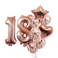 Pop The Party Nylon 18Th Number Balloon With 18 Digit Balloon For Including Star,Heart&Confetti Balloons,Rose Gold, Multicolor, 