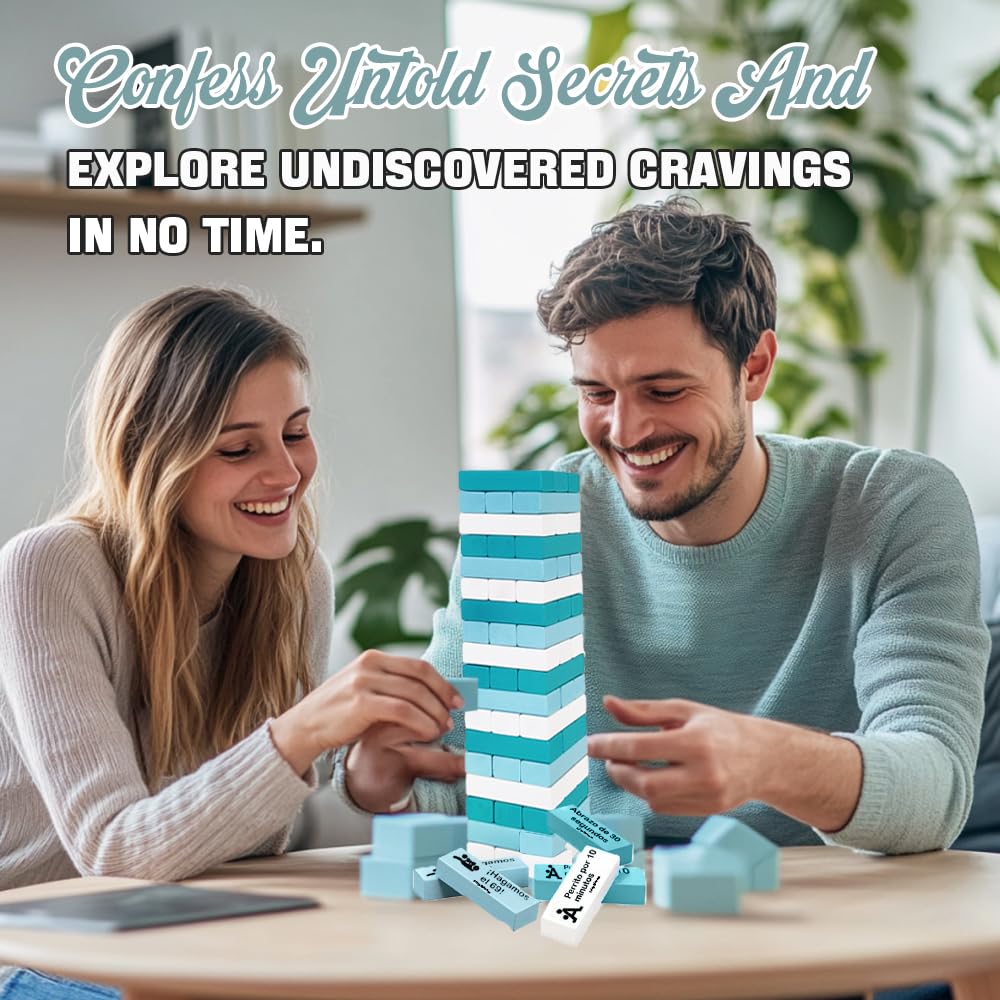 1step2dream Spanish Couple Game mature-themed Block  Stacking Blocks for Date Night  Romantic Wooden Gift