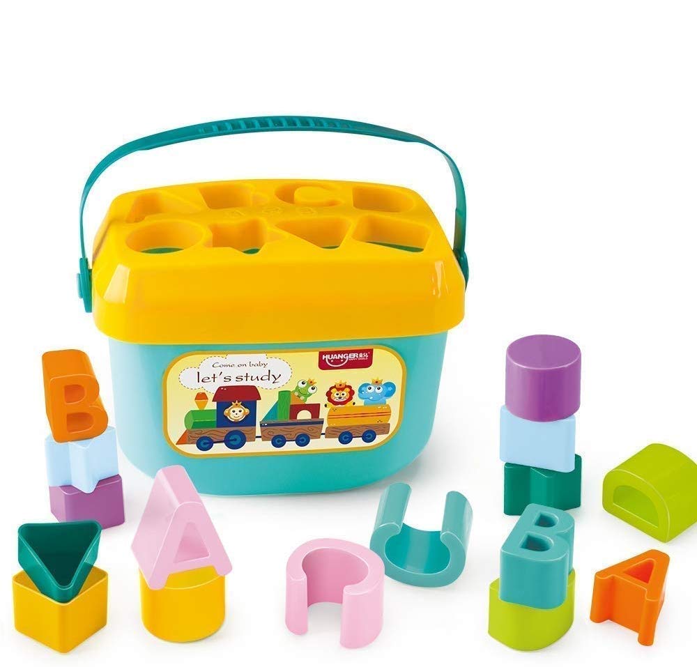 OBLETTER Kids Baby First Shape Sorter Educational Activity Cube ABCD Sorting Game Block Set or Kids