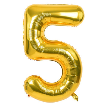 Toniful 40 Inch Gold Large Numbers Balloons0-9,Number 5 Digital Helium Balloons,Foil Mylar Big Number Balloons For Birthday Part