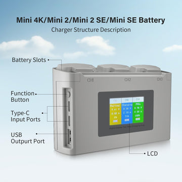 Aovee Mini 2 Battery Mini 4K Battery and Mini 2 SE Intelligent Battery with Display Two-Way Charging Hub,Compatible with DJI Min