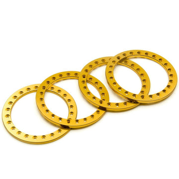 RCLIONS 4pcs Aluminum Replacement Wheel Rim Beadlock Ring for 1:10 RC Crawler Car 1.9'' RC Wheels/Rims (Gold)
