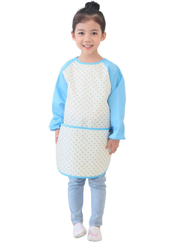 Plie Waterproof Kids Art Smocks 37 Colors (Age 1-10, S-Xxl Size), Blue Heart Dot (28-Xl)