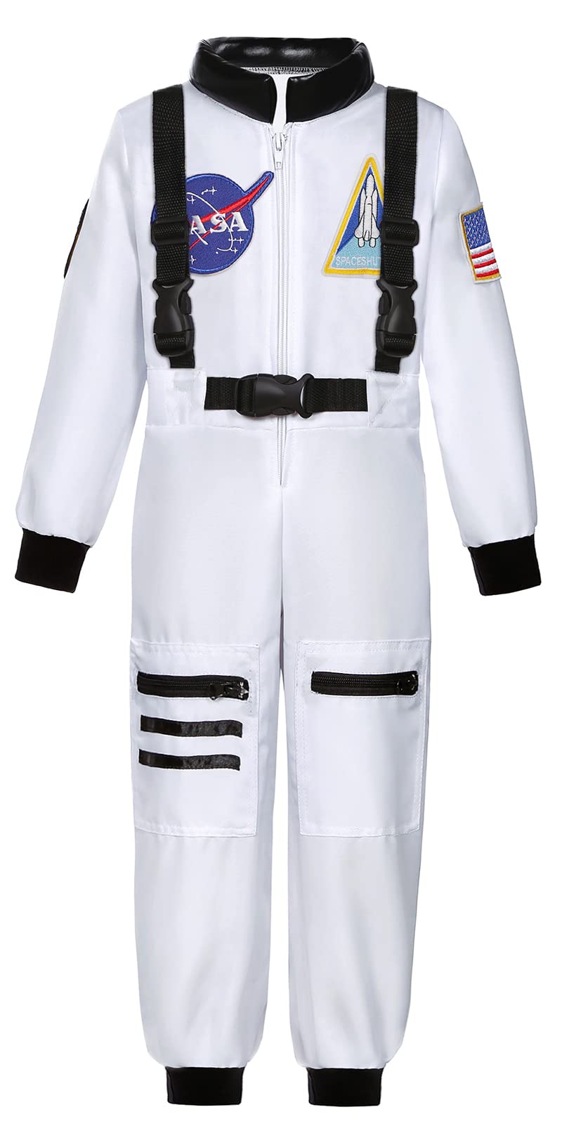 Costumerry Astronaut Costume For Kids Nasa Space Pilot Toddler Boys Birthday Halloween Costumes (White, 8-10 Years)
