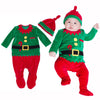 Fancyinn Baby Boy Girl Christmas Elf Outfit My First Xmas Coverall Rompers Christmas Bodysuit & Santa Hat 2Pcs 66