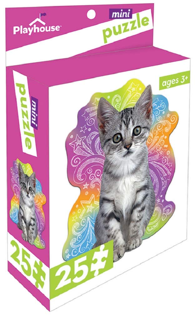 Playhouse Tabby Kitten 25-Piece Die-Cut Shaped Mini Puzzle For Kids