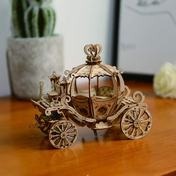 Rowood 3D Puzzles For Adults, Wooden Model Kits For Kids, Diy Stem Toy For Teens Boys And Girls Ages 8+ - Pumpkin Cart (182 Pieces)