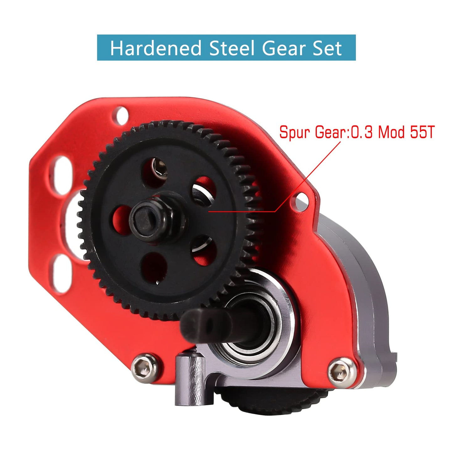 INJORA 16g Complete Transmission Gearbox with Steel 0.3 Mod Transmission Gear for Axial SCX24 Deadbolt C10 JLU Gladiator Bronco