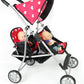 The New York Doll Collection My First Doll Twin Stroller, 18" Red Metal - Cute Heart Design for Girls