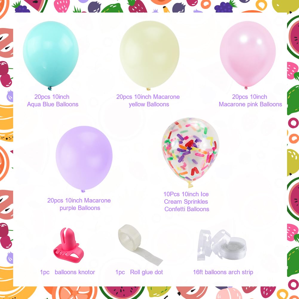 Sweet Ice Cream Party Balloon Arch Garland Pastel Macaron Popsicle Confetti Balloon Summer Ice Cream Theme Party Decor For Baby