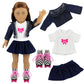 Barwa 2 Sets Doll Clothes And 2 Pairs Ice Skates Boots Shoes Fashion Autumn Clothing Dress Sets Compatible For 18 Inch Doll Xmas Gift