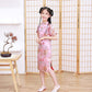 Girls Chinese Qipao Dress Dragon Pattern Short Sleeve Cheongsam Costume for Birthday Party Wedding (US, Age, 9 Years, 10 Years,