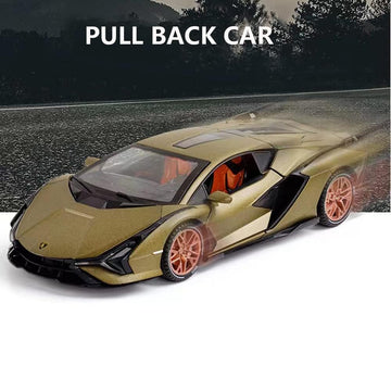 SASBSC Toy Cars Lambo Sian Metal FKP3 Model Car with Light and Sound Pull Back Car Toys for 3+ Year Old Boys (Green-1 24)